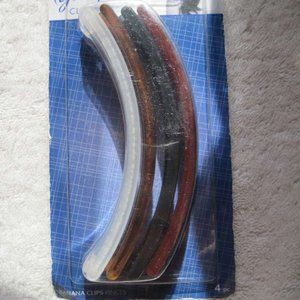 4 Goody 4.5" Plastic Shelli Banana Clips Hair Updo Frosted Black Brown Tortoise